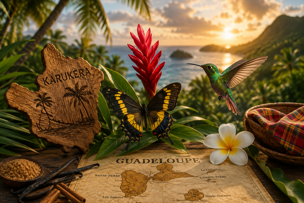Les symboles de la Guadeloupe : papillon, colibri, karukera
