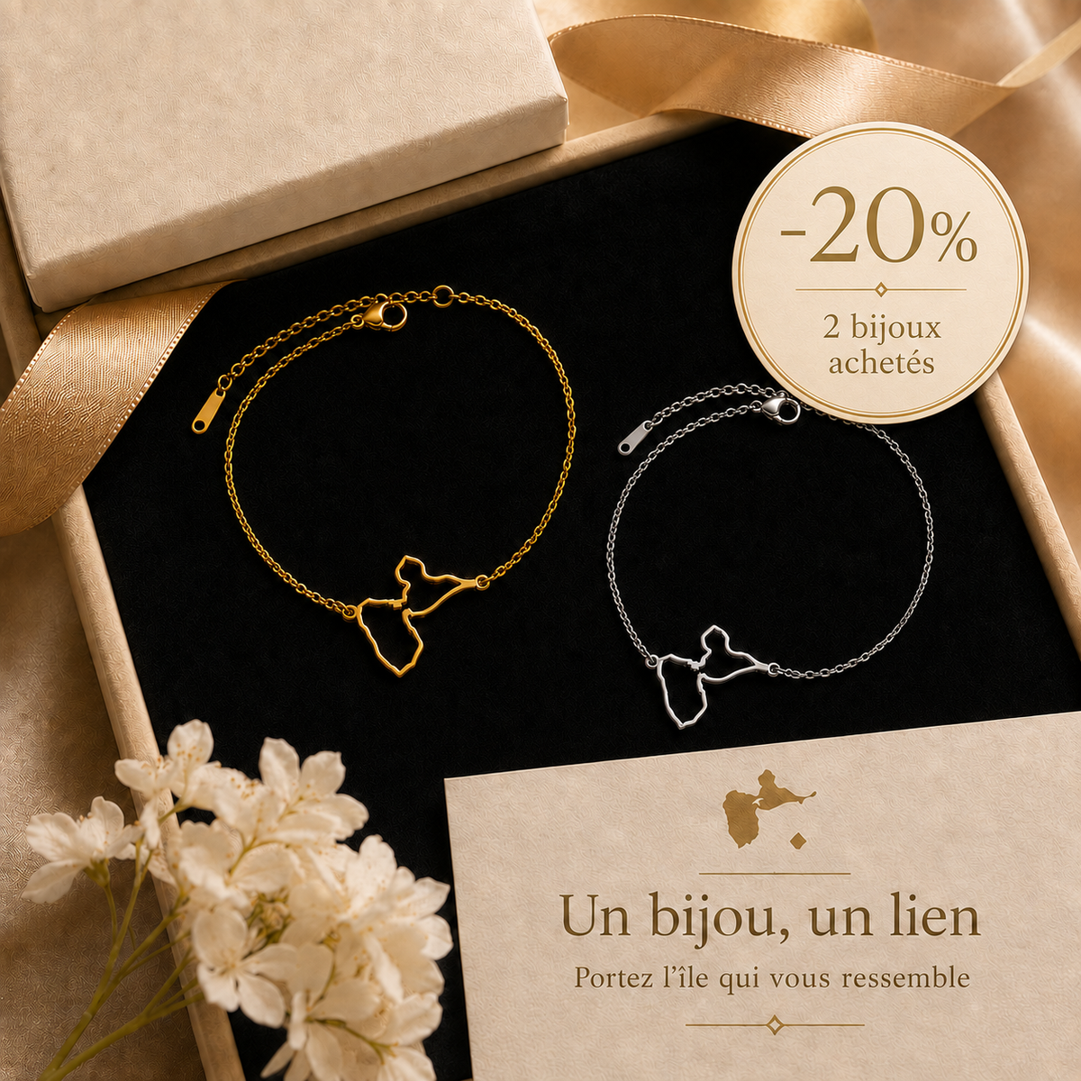 Bracelet Carte Guadeloupe – Collection ORIGINES