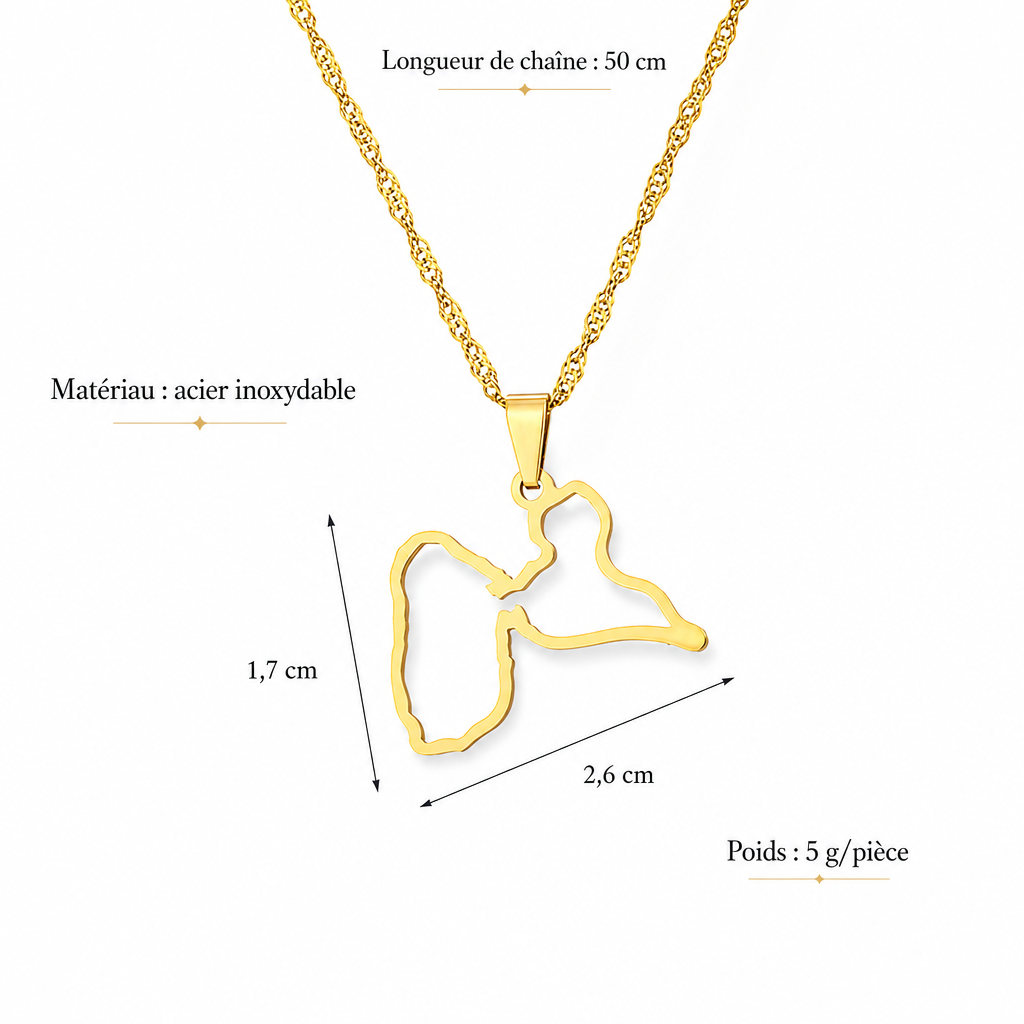 Pendentif Carte de la Guadeloupe –