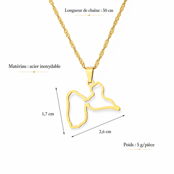 Pendentif Carte de la Guadeloupe –