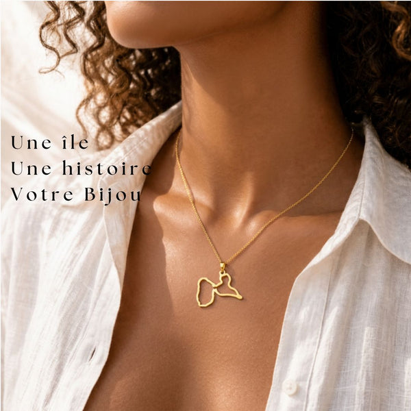 Pendentif Carte de la Guadeloupe – Collection ORIGINES