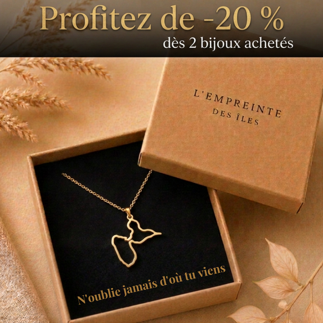 Pendentif Carte de la Guadeloupe – Collection ORIGINES