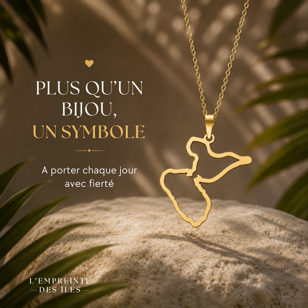 Pendentif Carte de la Guadeloupe – Collection ORIGINES